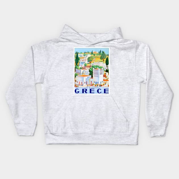 Vintage Travel Poster Greece Ile dAndros Kids Hoodie by vintagetreasure